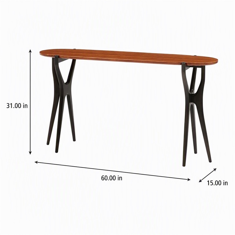 Maklaine Console Table with Bamboo Top in Copper and Charcoal Finish