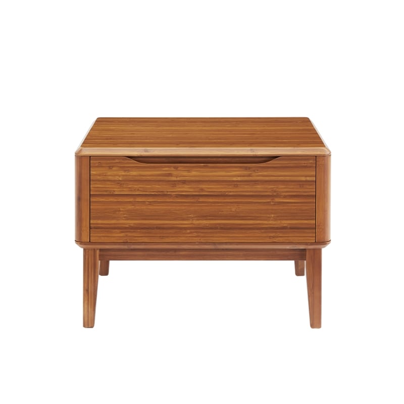 Maklaine Copper Bamboo Nightstand with Dovetail Drawer