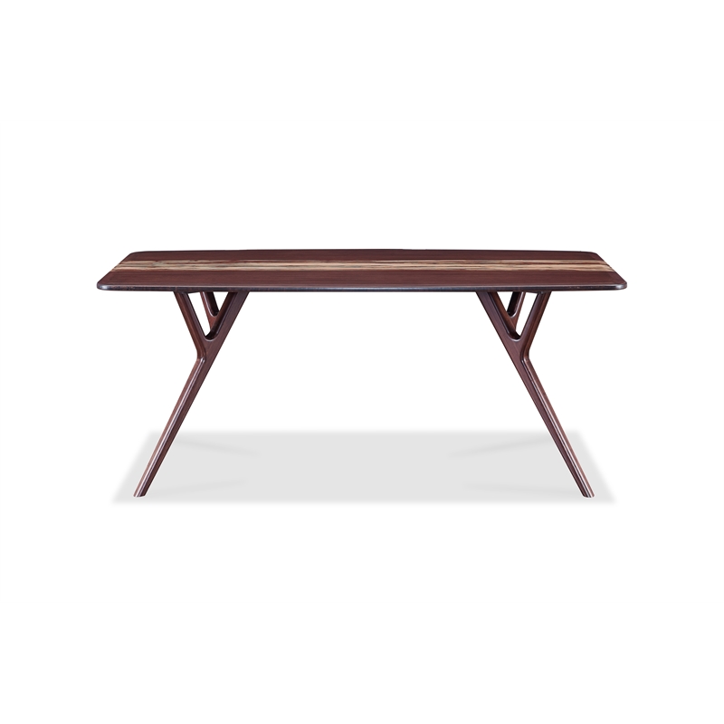Maklaine Dining Table in Burgundy with Solid Bamboo Construction