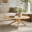 Maklaine Coffee Table in Sand Bamboo Finish with Oval Top