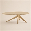 Maklaine Coffee Table in Sand Bamboo Finish with Oval Top