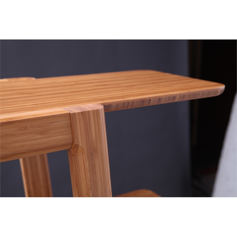 Maklaine Bamboo Bookshelf in Golden Finish with Scratch Protectors