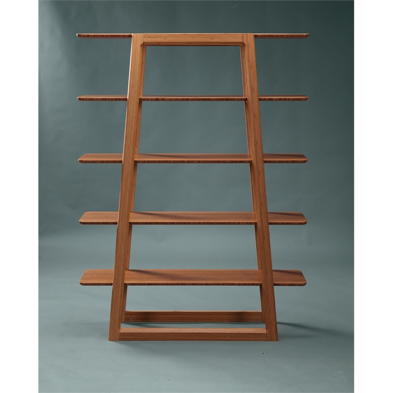 Maklaine Bamboo Bookshelf in Golden Finish with Scratch Protectors