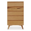 Maklaine Five Drawer High Chest in Solid Bamboo with Golden Finish
