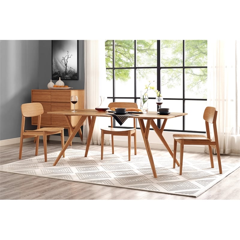 Maklaine Dining Table in Solid Bamboo with Golden Finish