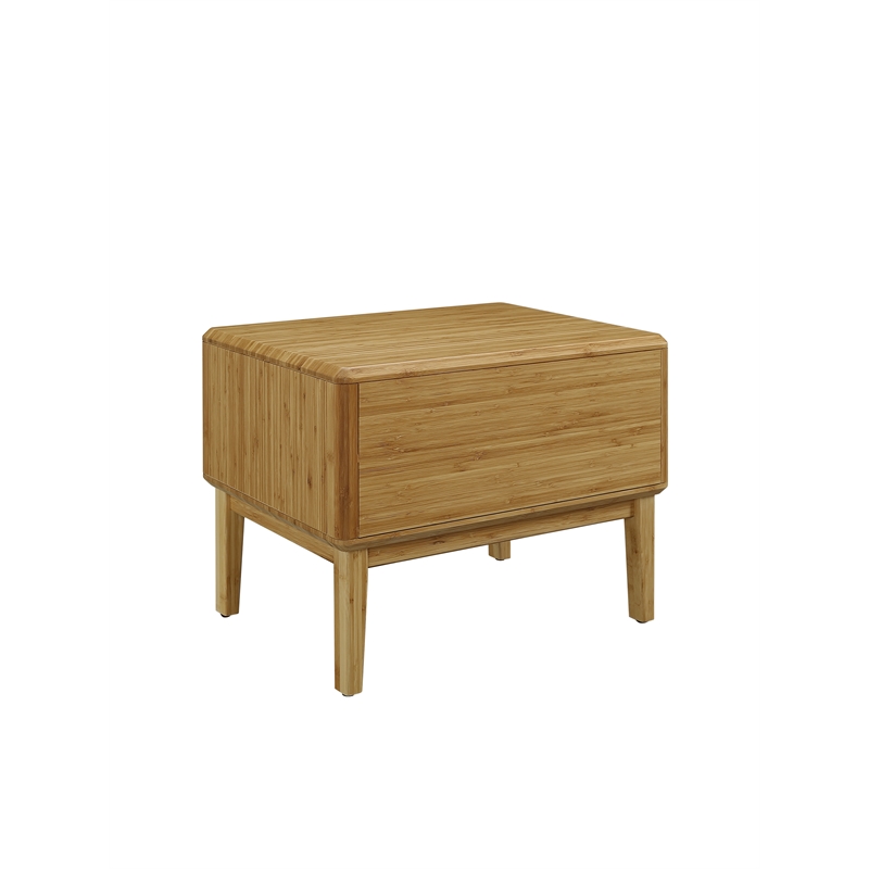 Maklaine Solid Bamboo Nightstand with Soft Close Drawer in Golden