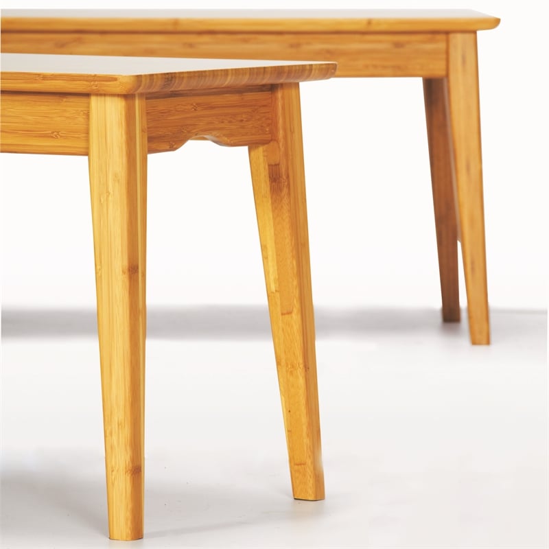 Maklaine Solid Bamboo Fully Assembled Long Dining Bench in Golden