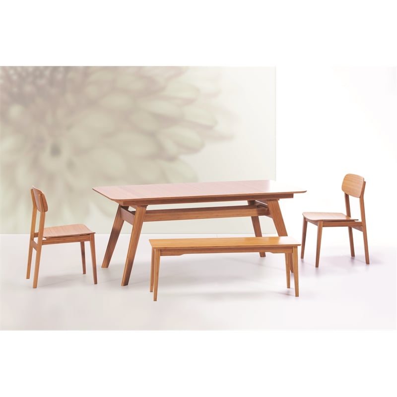 Maklaine Solid Bamboo Fully Assembled Long Dining Bench in Golden