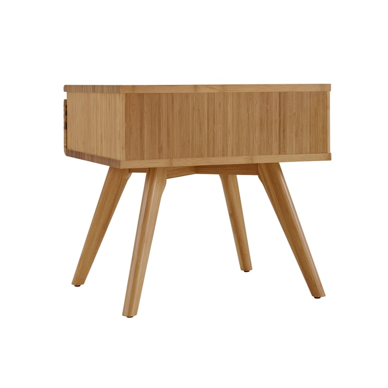 Maklaine Bamboo Nightstand with Tiger Drawer Front in Golden Finish