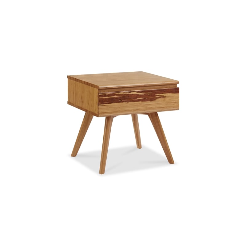 Maklaine Bamboo Nightstand with Tiger Drawer Front in Golden Finish