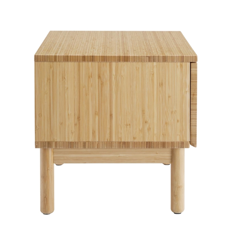 Maklaine 1 Drawer Bamboo Nightstand with Touch Latch Drawer in Sand