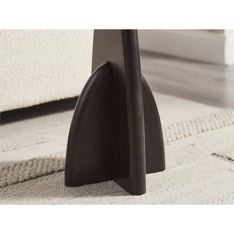 Maklaine Minimalist Solid Bamboo Side Table in Charcoal Finish