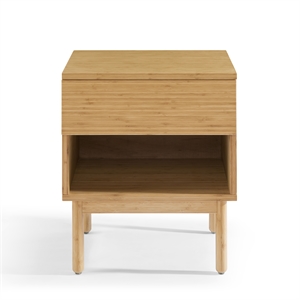 Maklaine 1 Drawer Bamboo Nightstand with Open Shelf in Caramelized