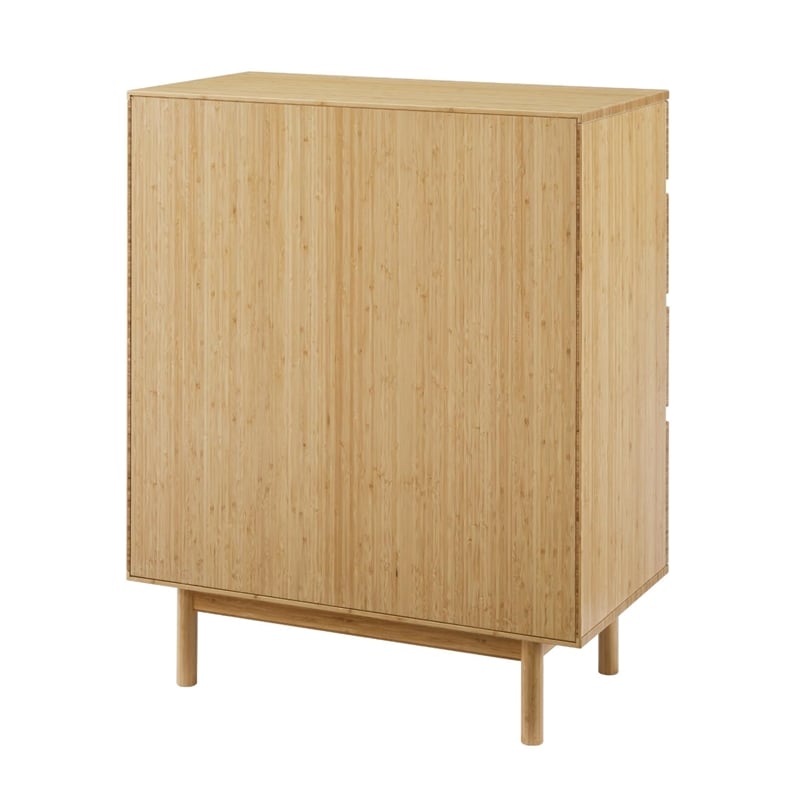 Maklaine 4 Drawer Bamboo High Chest with Handle Free Fronts in Sand