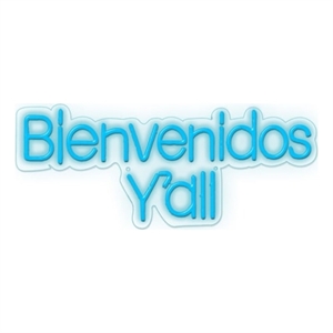Maklaine Bienvenidos Y'all LED Neon Sign 30&quot x 12&quot in Blue Acrylic