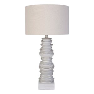 Maklaine 30&quot x 16&quot Resin Table Lamp in Distressed White Finish