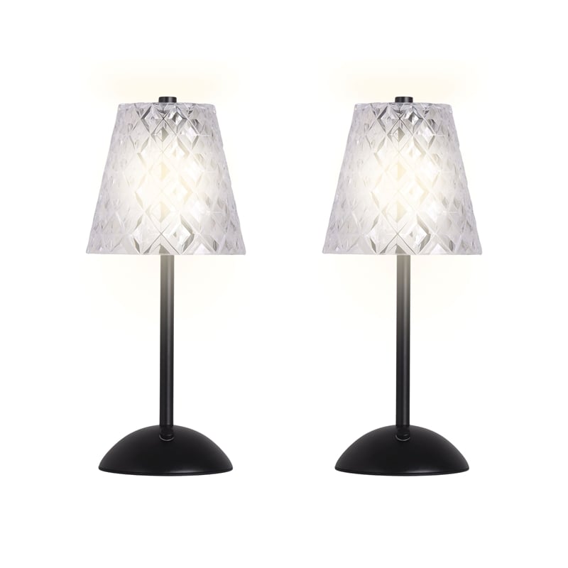 Maklaine Rechargeable LED Metal Table Lamp in Matte Black and Clear
