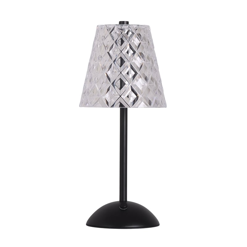 Maklaine Rechargeable LED Metal Table Lamp in Matte Black and Clear