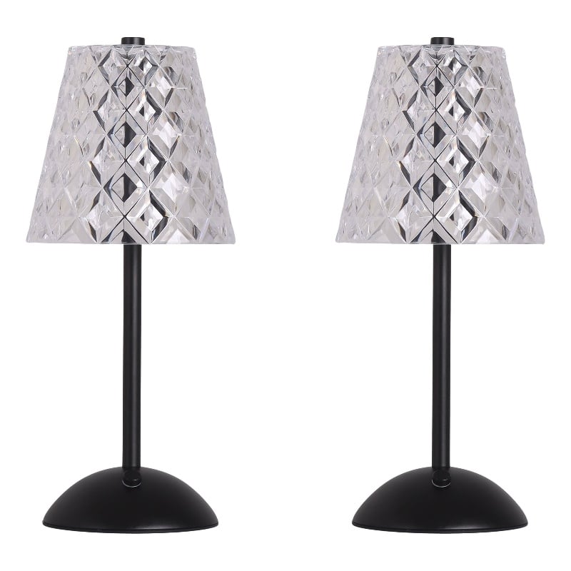 Maklaine Rechargeable LED Metal Table Lamp in Matte Black and Clear