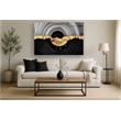 Maklaine Abstract Gold Circle Tempered Glass Wall Art in Multicolor