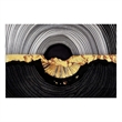 Maklaine Abstract Gold Circle Tempered Glass Wall Art in Multicolor