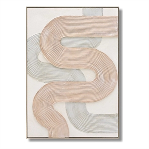 maklaine raised curve abstract canvas wall art in blush and ivory