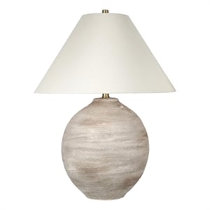 Maklaine 28&quot x 21&quot Ceramic Table Lamp with Coolie Shade in Bisque