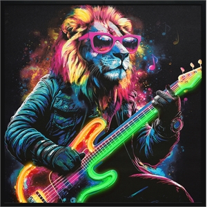 Maklaine Neon Groove II LED Neon Wall Art in Multi-Color Wood Frame