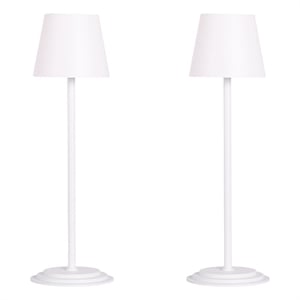 Maklaine Set of 2 Rechargeable LED Metal Table Lamps in White
