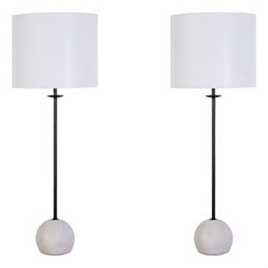 Maklaine Set of 2 Geometric Concrete Buffet Lamps in Matte Black