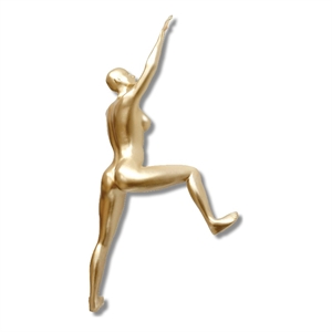 Maklaine Wall-Climbing Woman Resin Sculpture 6&quot x 12&quot x 4&quot in Gold