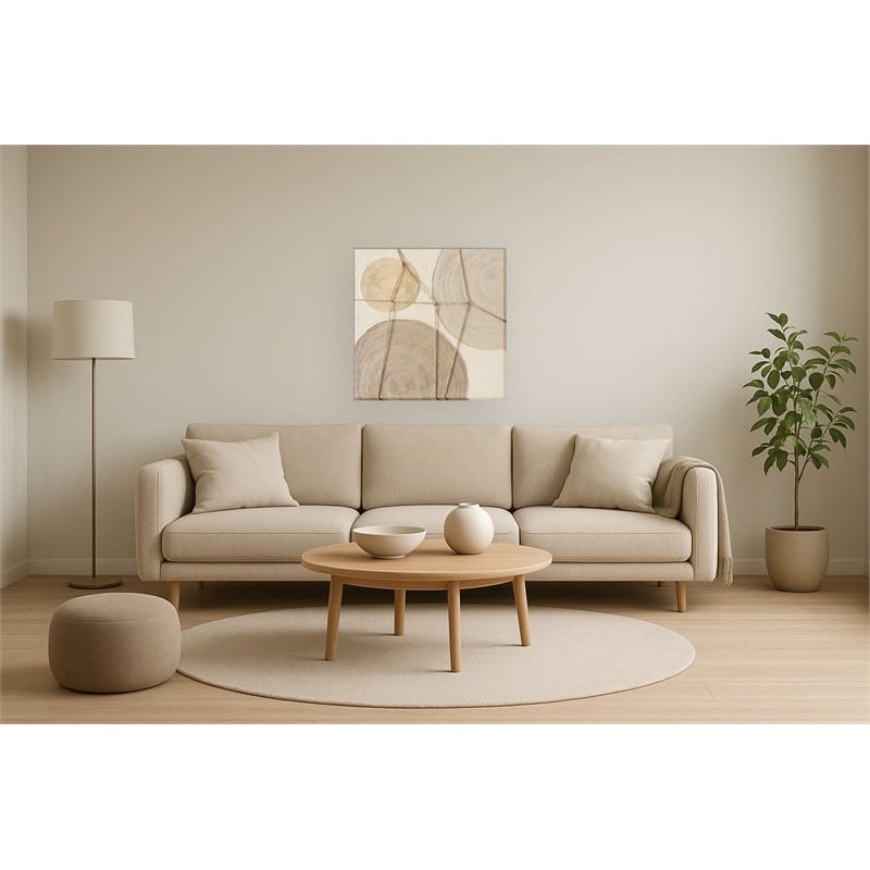 Maklaine Textured Abstract Circles 3D Canvas Art in Neutral Tones