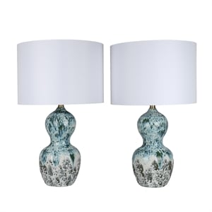Maklaine 16&quot x 28&quot Ceramic Table Lamp in Blue Drip Reactive Glaze
