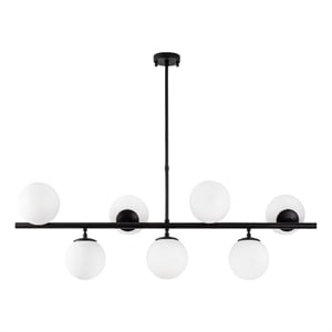 Maklaine Black and White Metal 7-Light Chandelier 113&quot x 40&quot x 46-33.46&quot