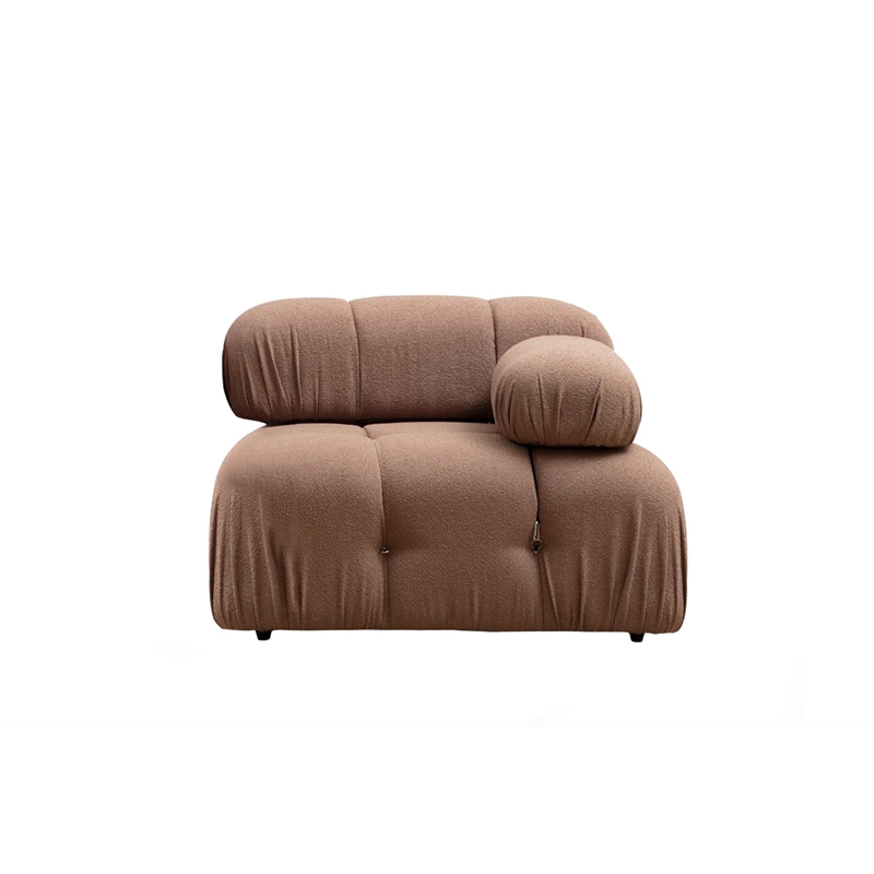 Maklaine Brown Bouclette 1-Seat Modular Sofa with Feather Filled Cushion