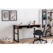 Maklaine Walnut Industrial Study Desk with Metal Frame and Storage Space