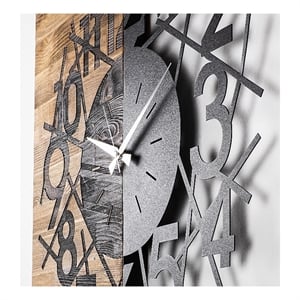 Maklaine 3 cm Thick Walnut Black Wooden Wall Clock with Silent Mechanism