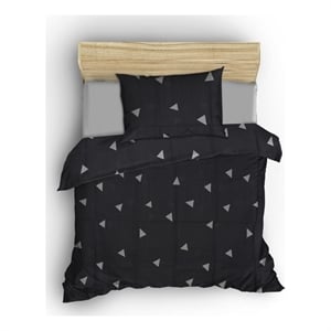Maklaine 78.74&quot x 55.12&quot Grey White Cotton Blend Single Duvet Cover Set