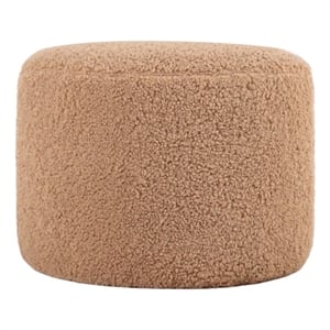 Maklaine Coffee Faux Fur Pouffe with Orthopedic Sponge and Hidden Legs