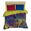 Maklaine Dark Blue Maroon Yellow 3D Print Double Quilt Cover Set