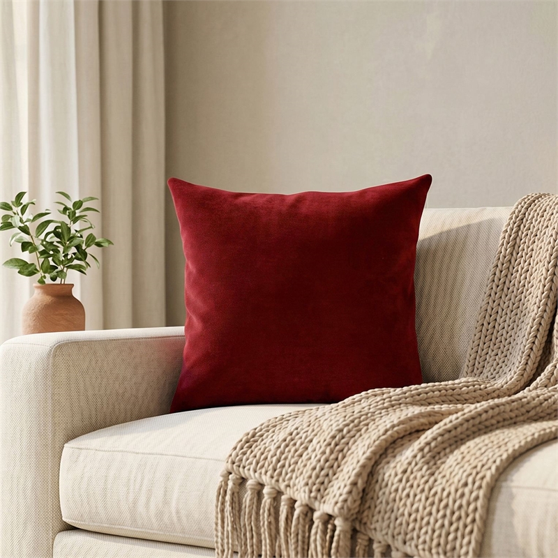 Maklaine 43 x 43 cm Red Polyester Cushion with Silicone Filling and Zip