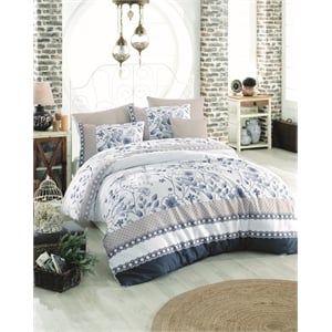 Maklaine Beige Ranforce Double Quilt Cover Set in Pure Cotton