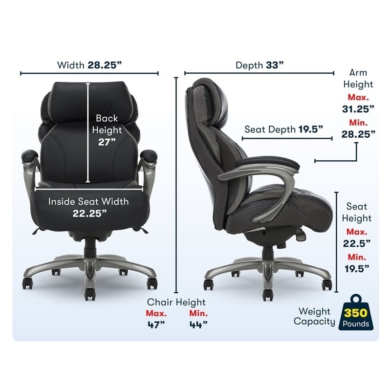 Kingfisher Lane Faux Leather Executive Office Chair with Smart Layers in Black