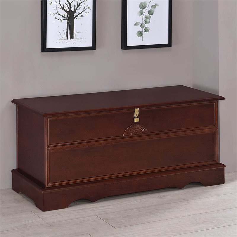 Kingfisher Lane Rectangular Traditional Wood Cedar Chest in Brown Cymax Business