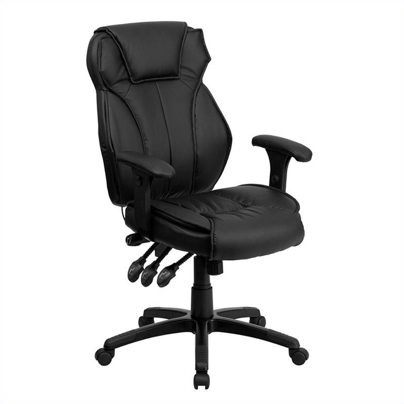 Kingfisher Lane High Back Leather Executive Office Chair in Black