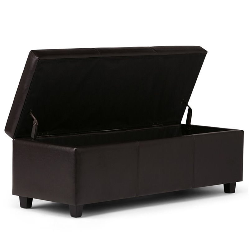 Kingfisher Lane Faux Leather Storage Bench in Brown