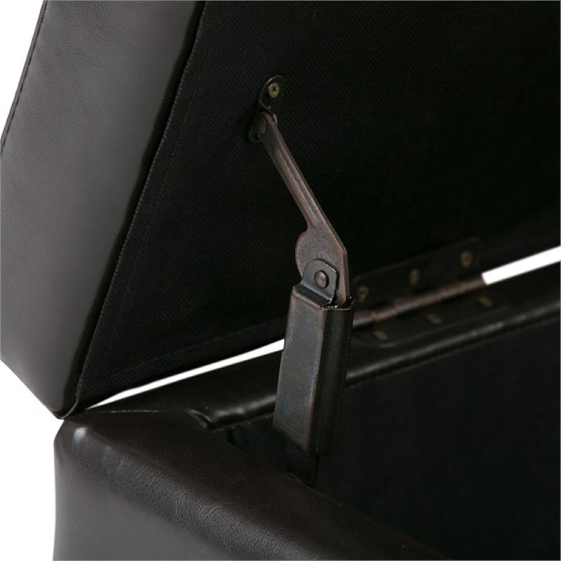 Kingfisher Lane Faux Leather Storage Bench in Brown