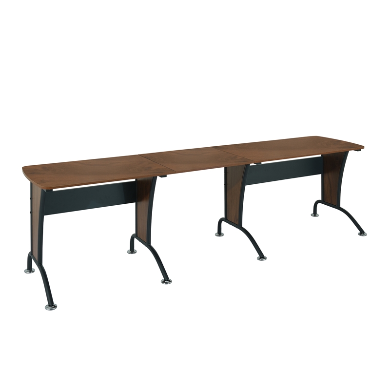Kingfisher Lane Wood and Metal L-Shaped Computer Desk in Mahogany