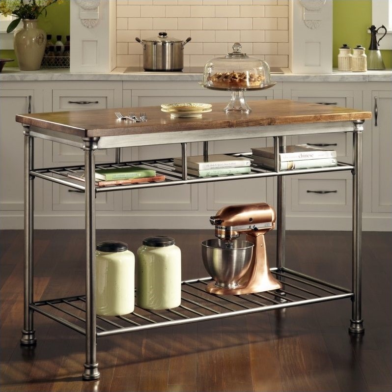 Kingfisher Lanes Kitchen Island in Caramel and Gray
