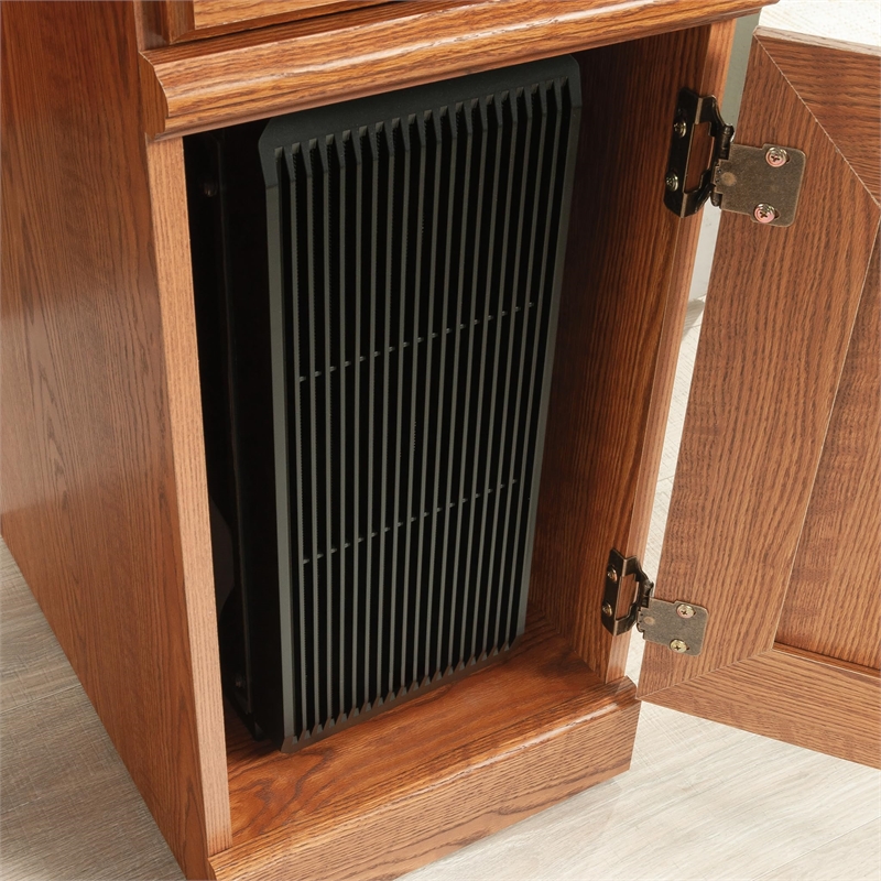 Kingfisher Lane Traditional Wood Small Computer Desk with Hutch in Carolina Oak